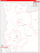 Bear Lake Wall Map Red Line Style